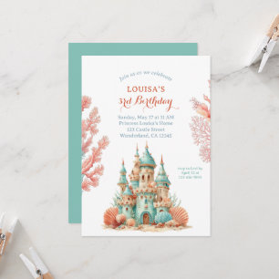 Sea Princess Sand Castle Fairytale Birthday Invitation