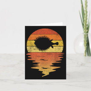 Sea Pufferfish Shirt Retro Sunset 70s Vintage Puff Card