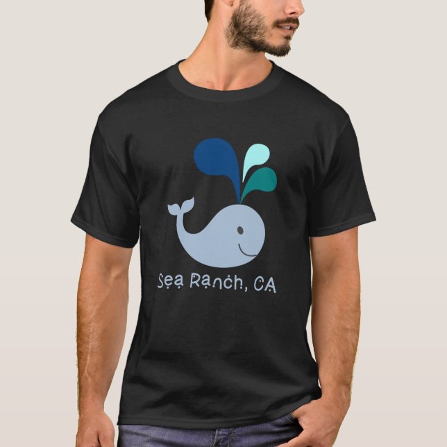 Sea Ranch California Cute Whale Lover Cartoon T-Shirt (Front)