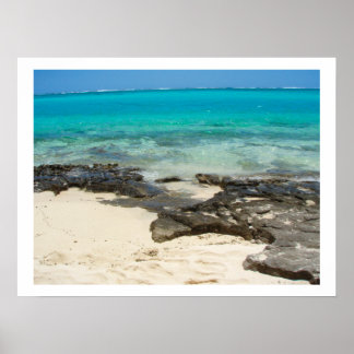 Sea Rocks Sand Beach Vanuatu Island Landscape Poster