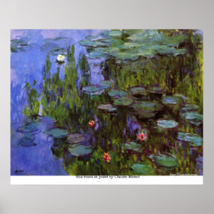 Sea roses in pond by Claude Monet Poster