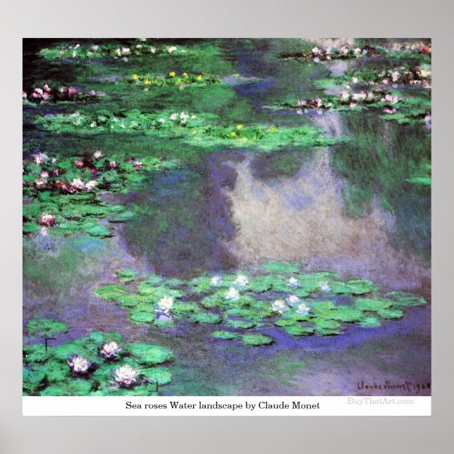 Sea roses Water landscape by Claude Monet Poster (Front)
