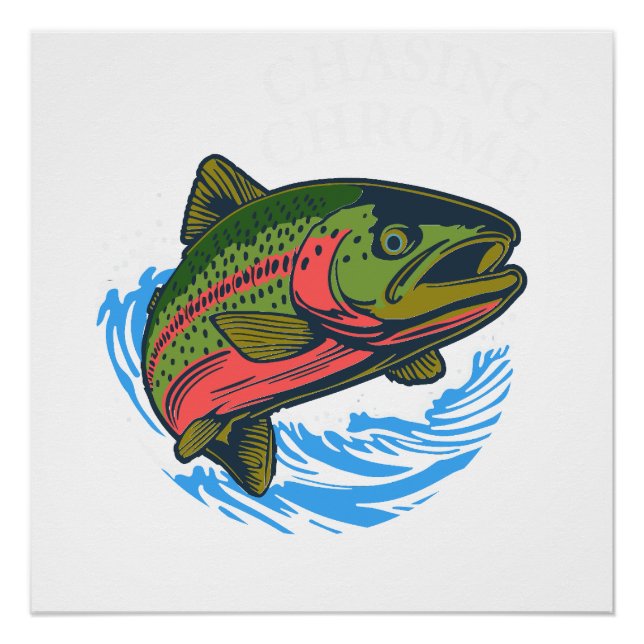 Sea Run Cutthroat Chasing Chrome Trout Poster (Front)