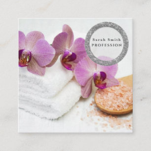 Sea salt and orchids square business card