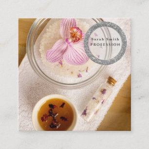 Sea salt orchids spa flower massage aromatherapy square business card
