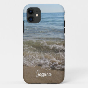 Sea & Sand Beach Waves Personalised Name iPhone 11 Case