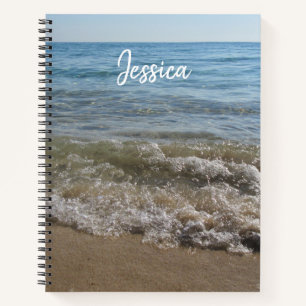 Sea & Sand Beach Waves Personalised Name Notebook