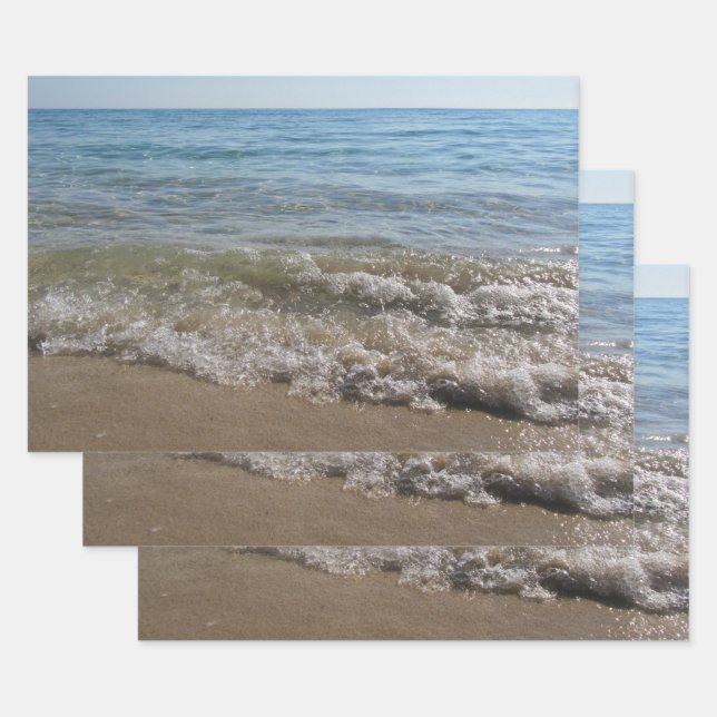Sea & Sand Beach Waves Wrapping Paper Sheet (Set)