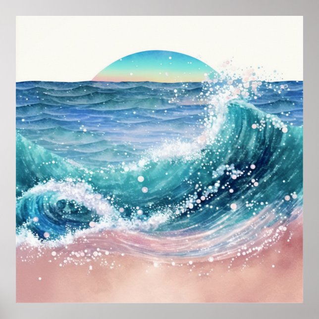 *~* Sea Sand Glitter AP60 Coastal Ocean Beach Wave Poster (Front)