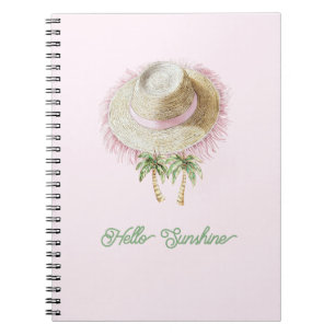 Sea Sand Sun Straw Hat Palm Trees Sunshine Notebook