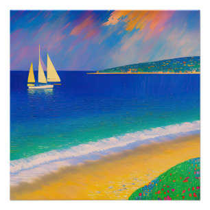 Sea Scape 09 "Yacht in the bay" Poster