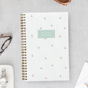 Sea   Scattered Cherry Pinstripe Personalised Notebook