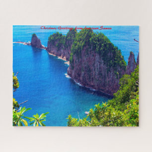 Sea Scene American Samoa.Christmas Greetings Jigsaw Puzzle