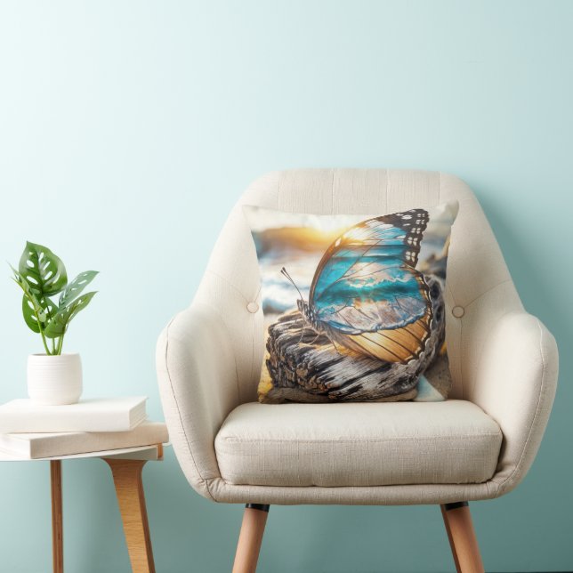 Sea Scene In Butterfly Wings Cushion (Chair)