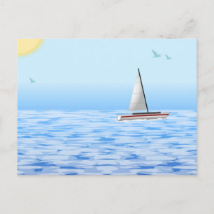 Sea scene with boat postcard