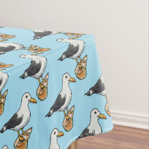 sea seagull on a seashell pattern tablecloth