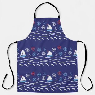 Sea seamless pattern. Vintage illustration. Apron
