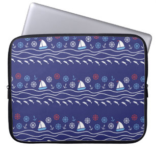 Sea seamless pattern. Vintage illustration. Laptop Sleeve