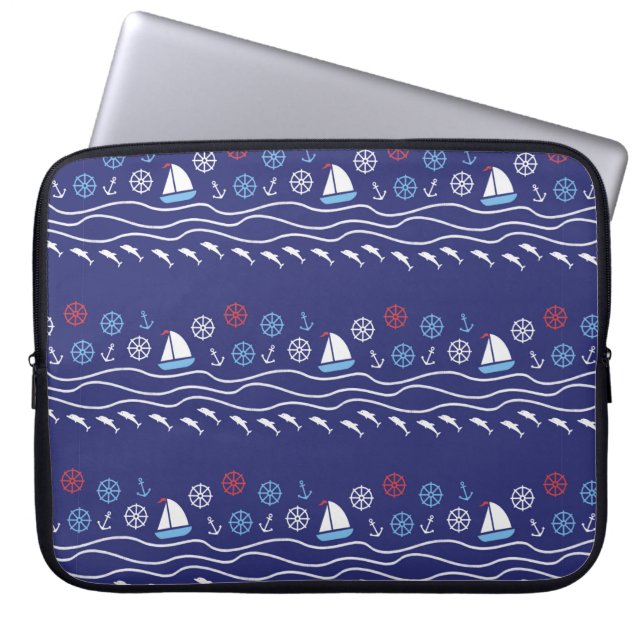 Sea seamless pattern. Vintage illustration.  Laptop Sleeve (Front)