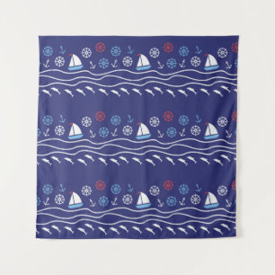 Sea seamless pattern. Vintage illustration. Tapestry