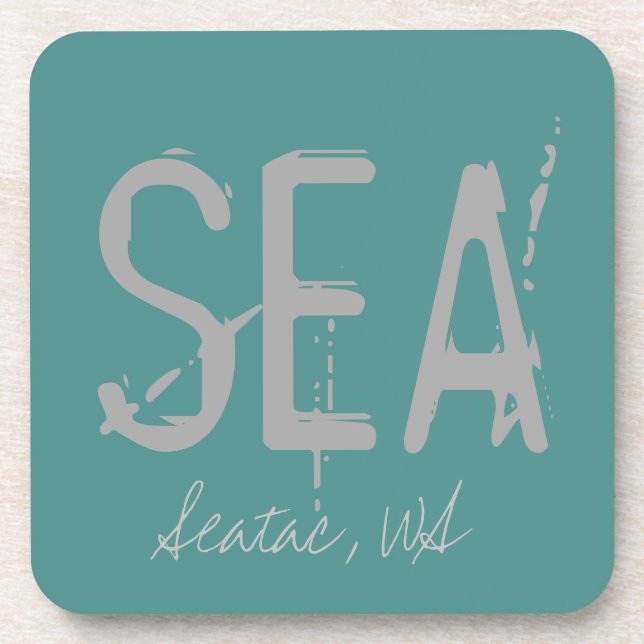 SEA Seattle Airport Code Typography Coaster (Front)
