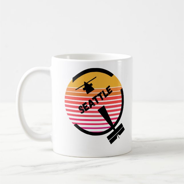 SEA Seattle Airport, Washington - Retro Plane Coffee Mug (Left)