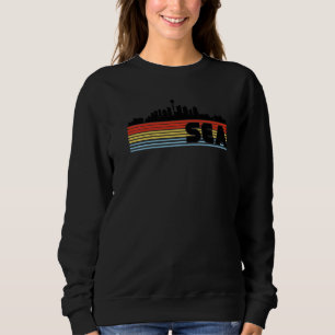 SEA Seattle Retro Rainbow Striped City Sweatshirt