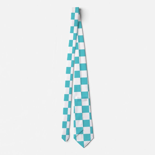 Sea Serpent Blue and White Chequerboard Pattern Tie (Back)