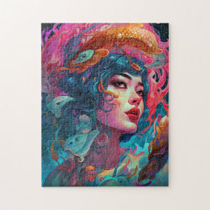 Sea Serpent Hair Lady Fantasy Art Jigsaw Puzzle
