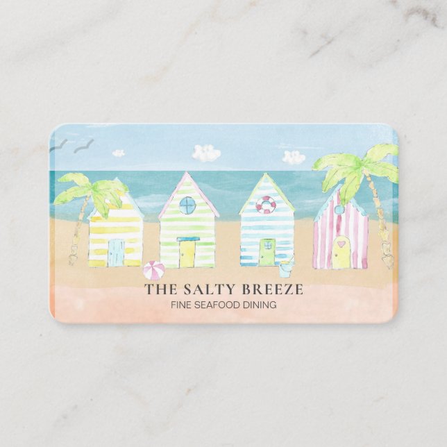 *~* Sea Shacks Sand Bucket Palm  Dining Beach  Business Card (Front)