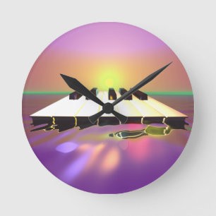Sea Sharp Piano Keys Round Clock