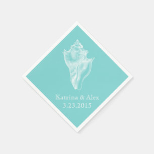 Sea Shell Aqua Beach Wedding Napkins