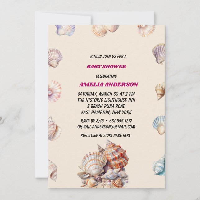 Sea Shell Beach Baby Shower  Invitation (Front)