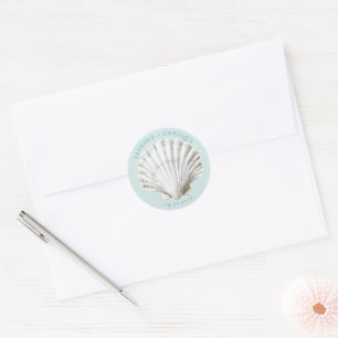 Sea Shell   Beach Wedding Classic Round Sticker