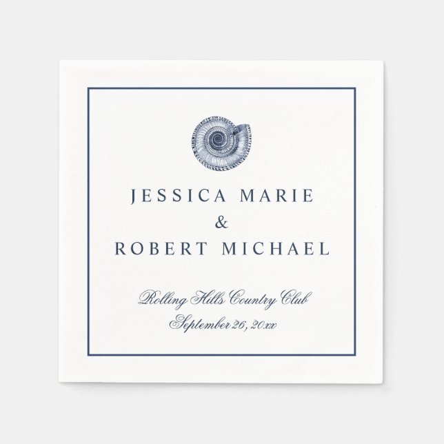 Sea Shell Beach Wedding Reception Napkin (Front)
