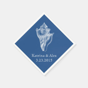 Sea Shell Blue Beach Wedding Napkins