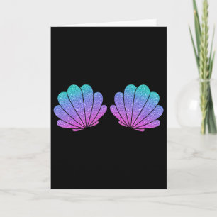 Sea Shell Bra Mermaid Birthday Beach Party Hallowe Card