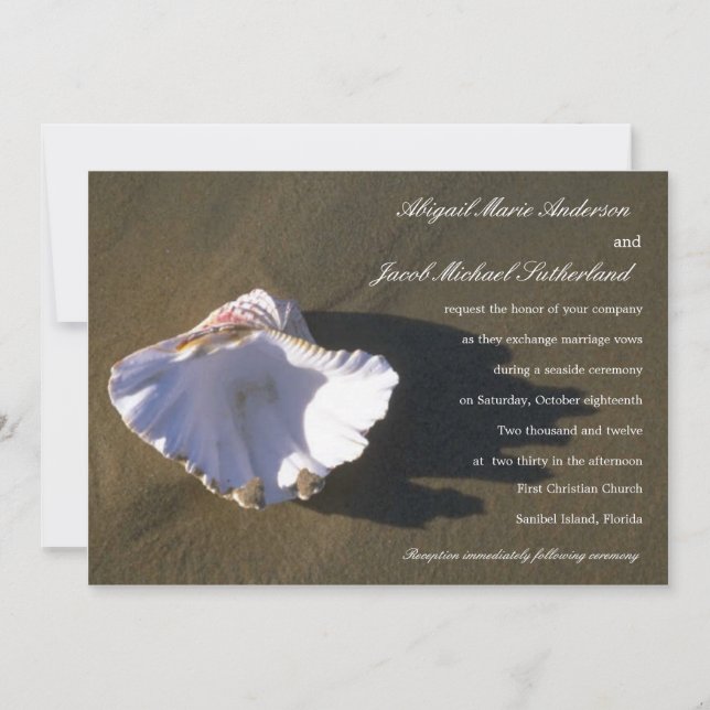 Sea Shell Brown Wedding Invitations (Front)