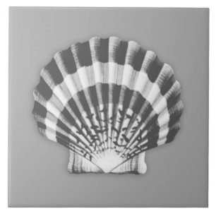 Sea Shell - charcoal grey and white Ceramic Tile