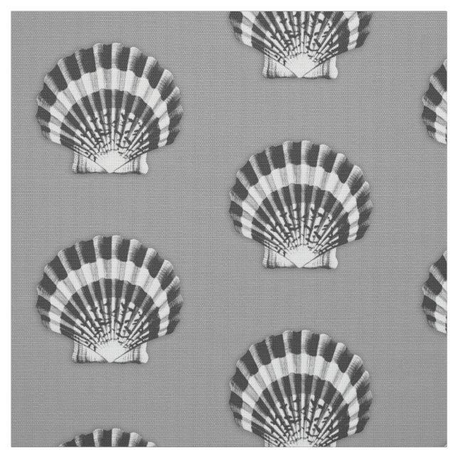 Sea Shell - charcoal grey and white Fabric (Swatch)