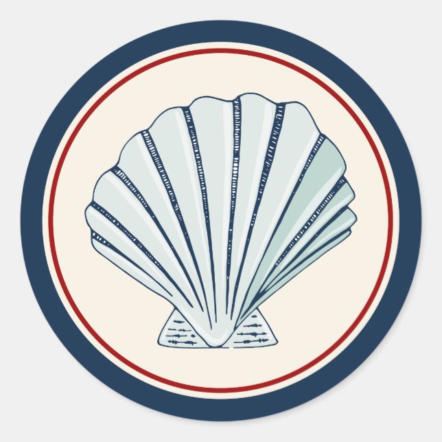 Sea Shell Classic Round Sticker (Front)
