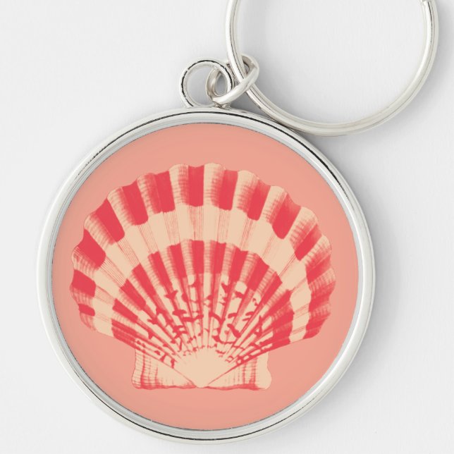 Sea shell - coral and peach key ring (Front)