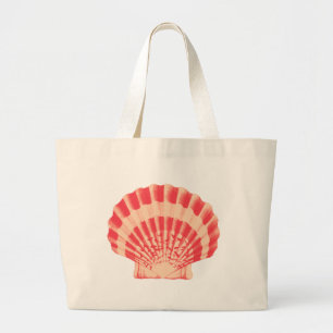 Sea shell - coral and peach large tote bag