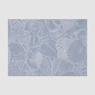 Sea Shell Dusty Blue Coastal Beach Decoupage Tissue Paper
