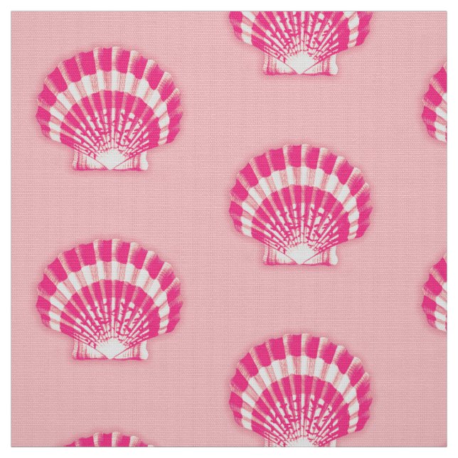 Sea Shell - fuchsia pink and white Fabric (Swatch)