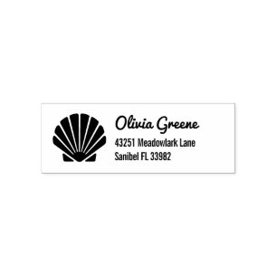 Sea shell icon return address self-inking stamp