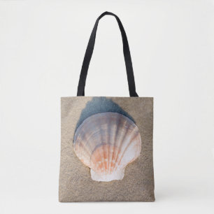 Sea Shell Laying On Sandy Beach Tote Bag