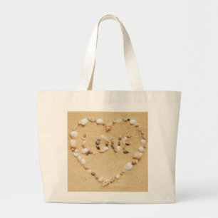 Sea Shell Love Heart Large Tote Bag