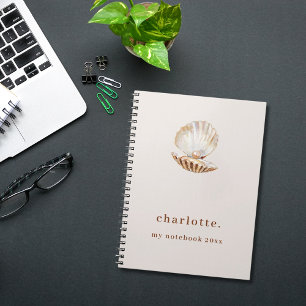 Sea shell pearl beige modern notebook