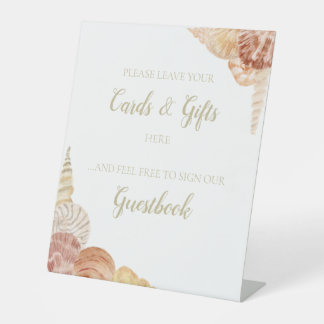 Sea Shell Pedestal Sign for Cards, Guestbook etc